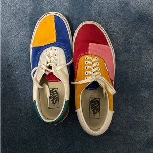 multi colored low top vans size 8wo/6.5mens